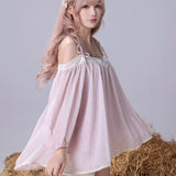 Rose Island For Cassie Glitter Chiffon Babydoll Top