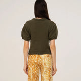 [Made In Spain] Carmen Says Deer Print Knit Puff Sleeves Sweater