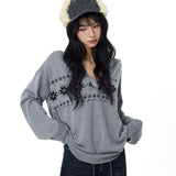 Reabobo Grey Fair Isle Cashmere Blend Sweater