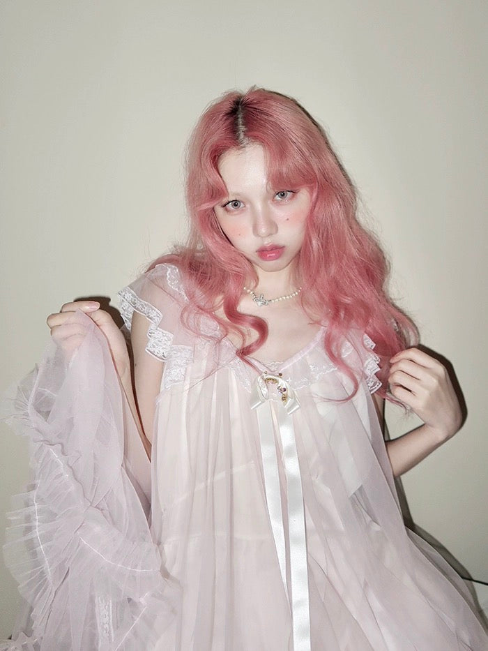 Get trendy with [August Unicorn] Rose romance transparent outer dress - Dresses available at Peiliee Shop. Grab yours for $75 today!