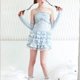 KiraYura • Ballet Blue Lace Ruffle Dress