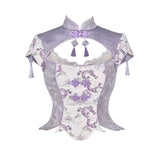 Get trendy with [Blood Supply] Dragon Wisteria Crop Top - Crop Top available at Peiliee Shop. Grab yours for $49.90 today!