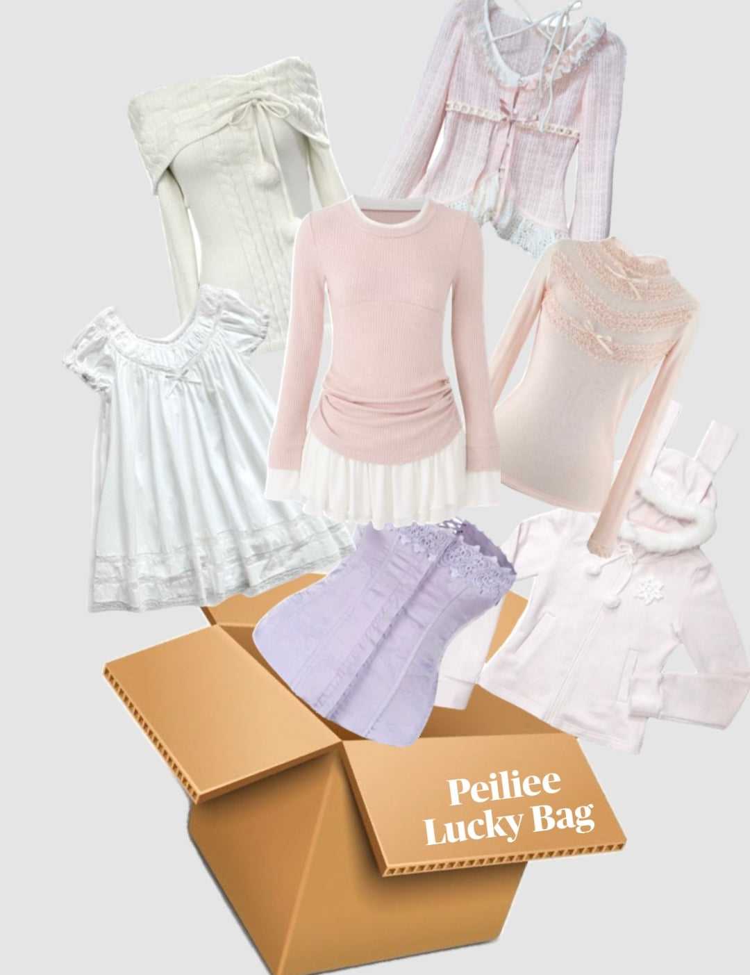 Get trendy with 4 outfits Lucky Bag -  available at Peiliee Shop. Grab yours for $59 today!
