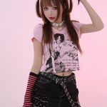 Get trendy with [Evil tooth] Punk Girl Crop Top Shirt - Shirts & Tops available at Peiliee Shop. Grab yours for $32 today!