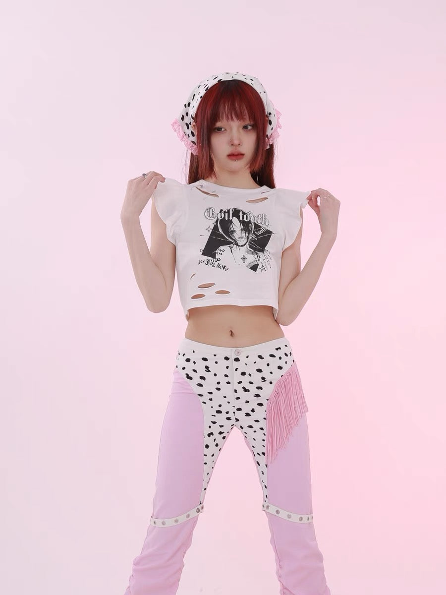 Get trendy with [Evil tooth] My bad girl crop top shirt - Shirts & Tops available at Peiliee Shop. Grab yours for $34 today!