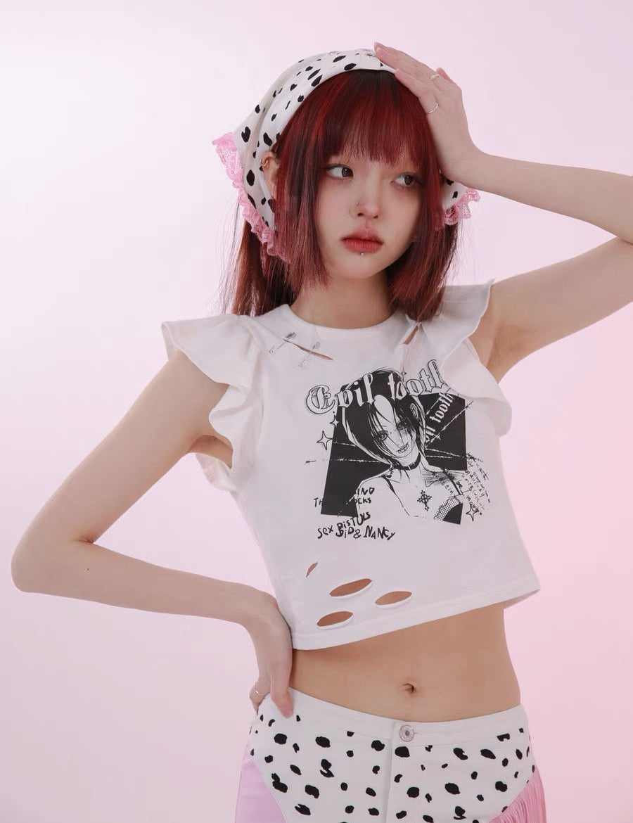 Get trendy with [Evil tooth] My bad girl crop top shirt - Shirts & Tops available at Peiliee Shop. Grab yours for $34 today!