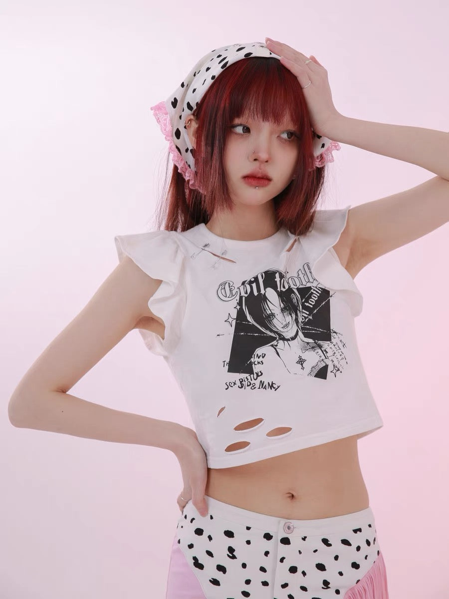 Get trendy with [Evil tooth] My bad girl crop top shirt - Shirts & Tops available at Peiliee Shop. Grab yours for $34 today!