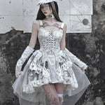 Get trendy with [Blood Supply] Madhouse Distressed Dress Set - Dresses available at Peiliee Shop. Grab yours for $49 today!
