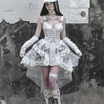 Get trendy with [Blood Supply] Madhouse Distressed Dress Set - Dresses available at Peiliee Shop. Grab yours for $49 today!