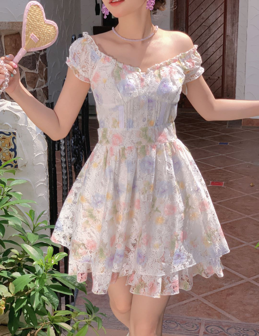 Get trendy with [Rose Candy] Eden Garden Vintage-Inspired Lace Dress - Dresses available at Peiliee Shop. Grab yours for $38 today!