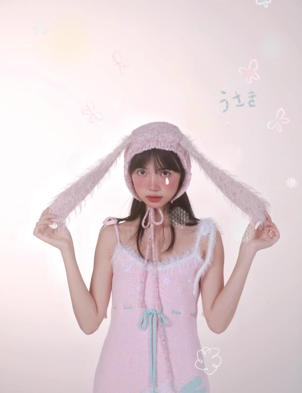Get trendy with [Rose Island] Peach Bunny Long Eared Knitted Headband - Accessories available at Peiliee Shop. Grab yours for $28 today!