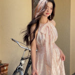 Get trendy with [Mummy Cat] Rose Mist Floral Dress Gown - Dress available at Peiliee Shop. Grab yours for $58 today!