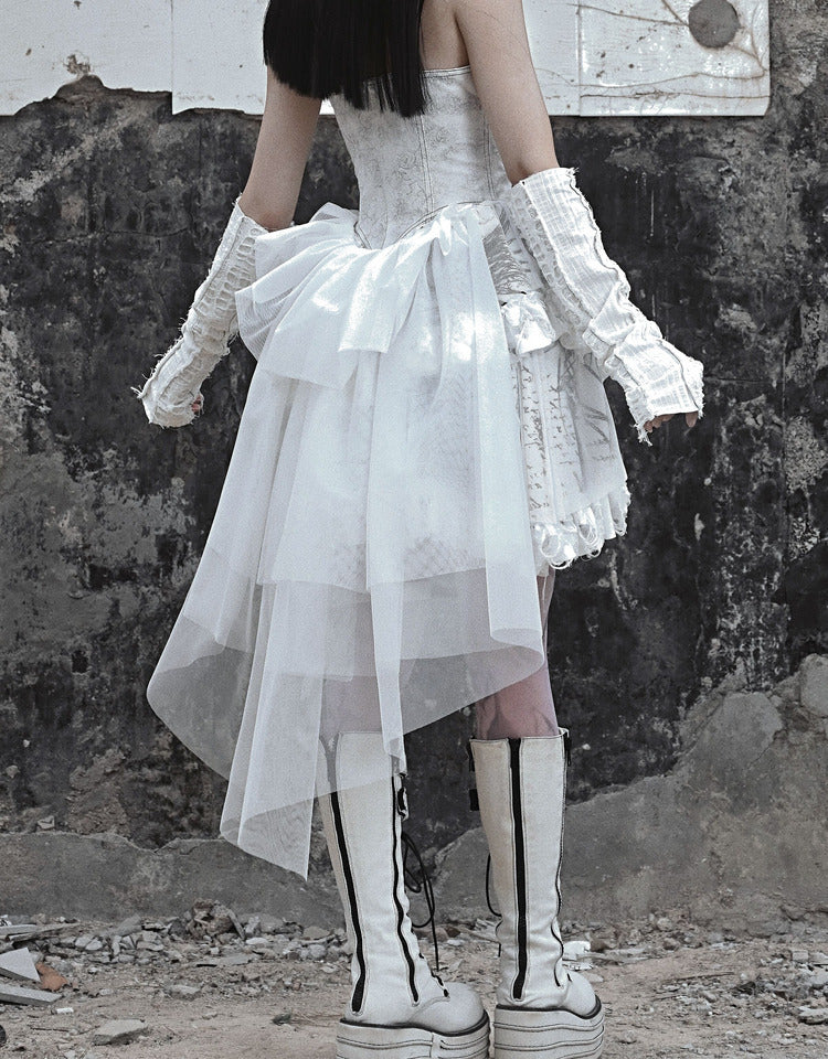 Get trendy with [Blood Supply] Madhouse Distressed Dress Set - Dresses available at Peiliee Shop. Grab yours for $49 today!