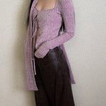 Get trendy with [Illimite] Lavender Romance Soft knitted cardigan three pieces set - Clothing available at Peiliee Shop. Grab yours for $56.80 today!