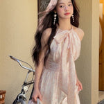 Get trendy with [Mummy Cat] Rose Mist Floral Short Dress - Dress available at Peiliee Shop. Grab yours for $58 today!