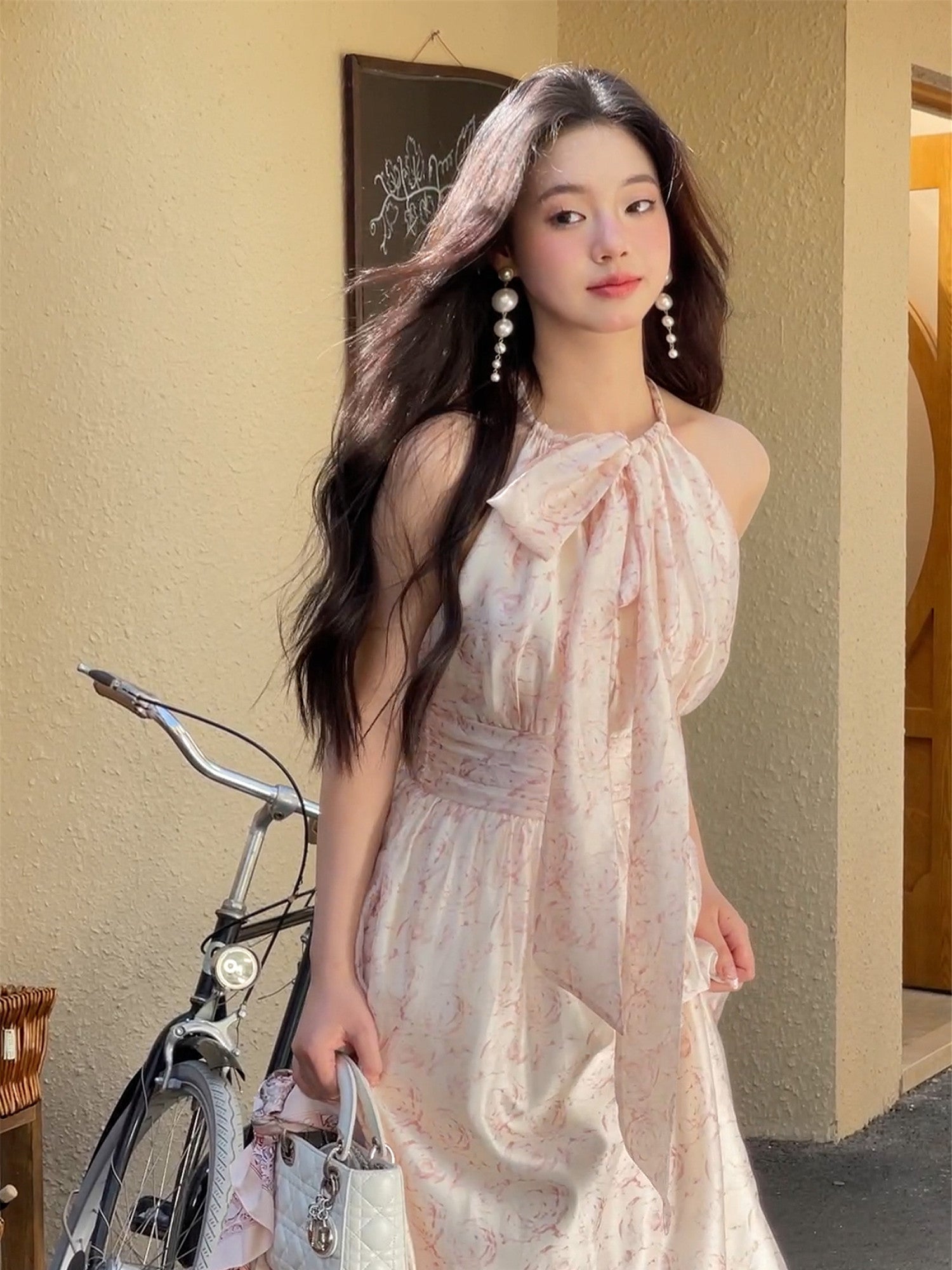 Get trendy with [Mummy Cat] Rose Mist Floral Short Dress - Dress available at Peiliee Shop. Grab yours for $58 today!