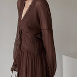 Get trendy with Ocean Heart Lace Maxi Dress - Dresses available at Peiliee Shop. Grab yours for $38 today!