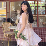 Get trendy with [Mummy Cat] Rose Mist Floral Short Dress - Dress available at Peiliee Shop. Grab yours for $58 today!