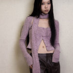 Get trendy with [Illimite] Lavender Romance Soft knitted cardigan three pieces set - Clothing available at Peiliee Shop. Grab yours for $56.80 today!