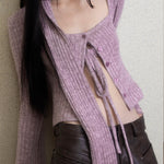 Get trendy with [Illimite] Lavender Romance Soft knitted cardigan three pieces set - Clothing available at Peiliee Shop. Grab yours for $56.80 today!