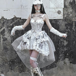 Get trendy with [Blood Supply] Madhouse Distressed Dress Set - Dresses available at Peiliee Shop. Grab yours for $49 today!
