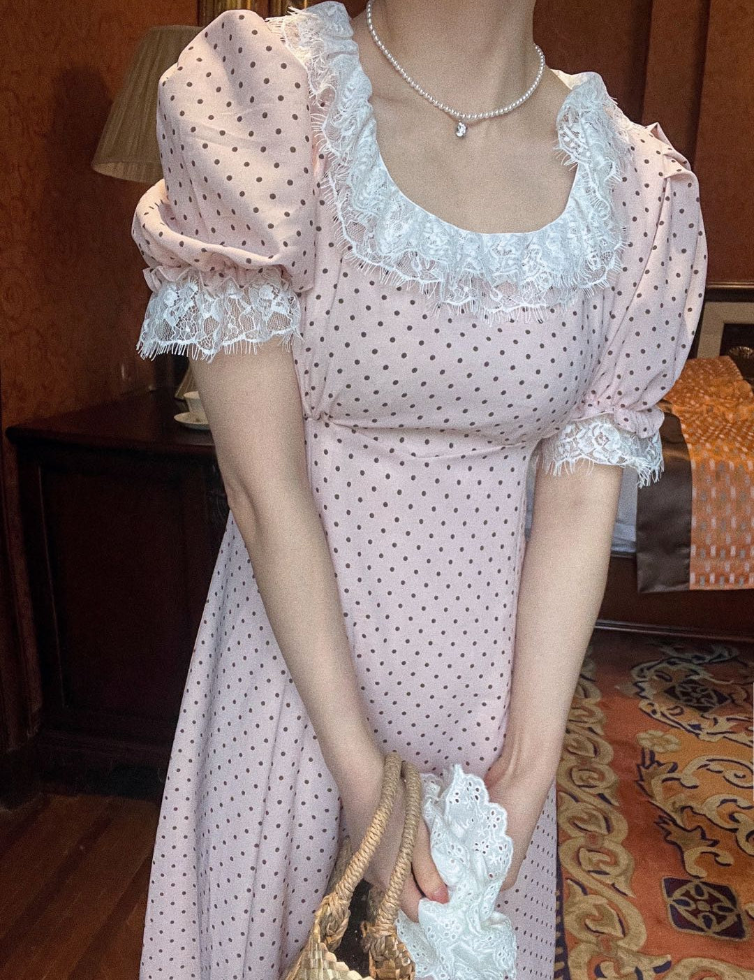 Get trendy with [Rose Candy] Afternoon Tea Polka Dot Dress - Dress available at Peiliee Shop. Grab yours for $35.50 today!
