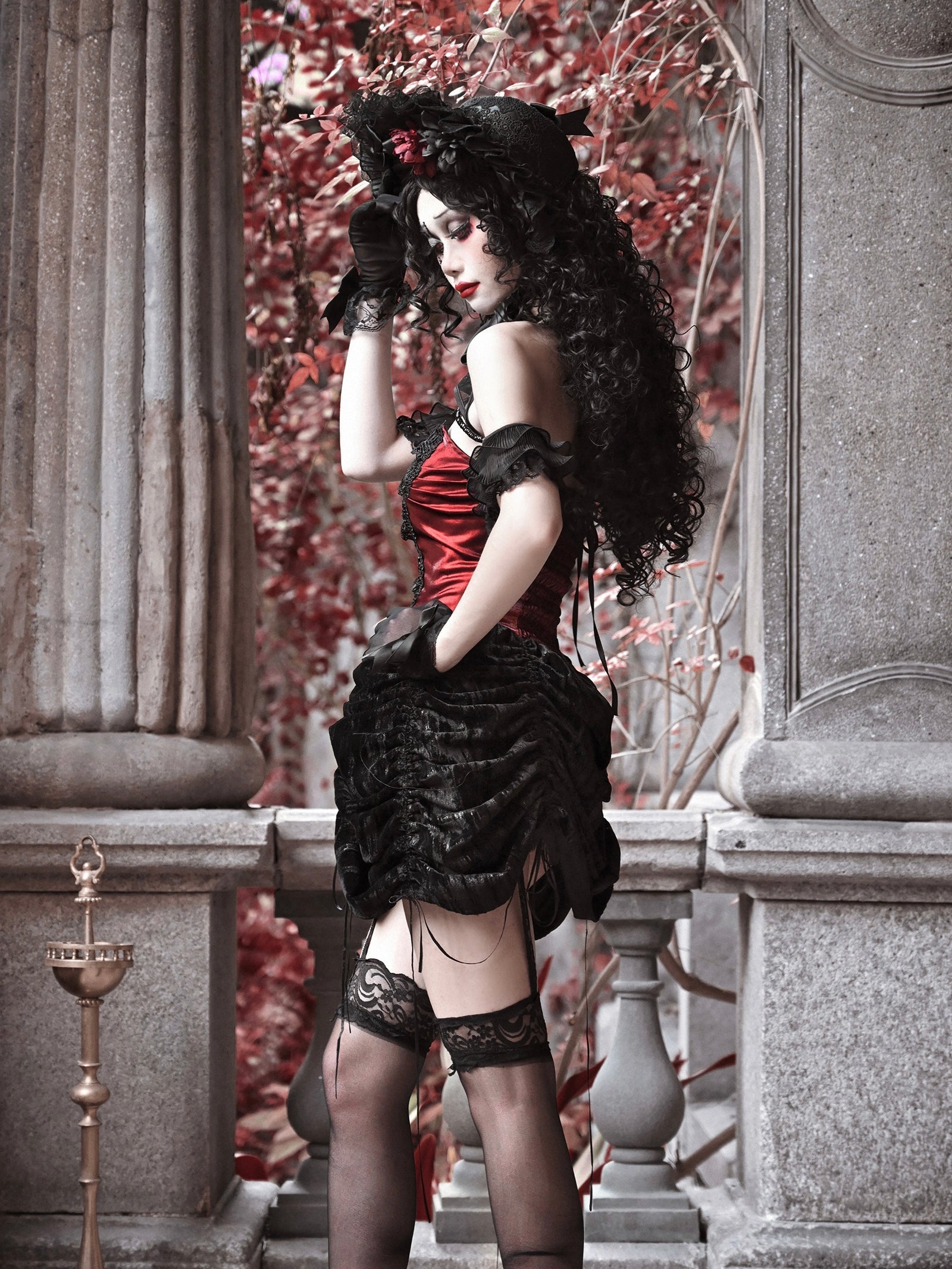 Get trendy with [Blood Supply] Halloween Royal Velvet Gothic Dress - Dresses available at Peiliee Shop. Grab yours for $56 today!