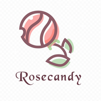 Logo of Rosecandy with a stylized rose and candy design on a white background