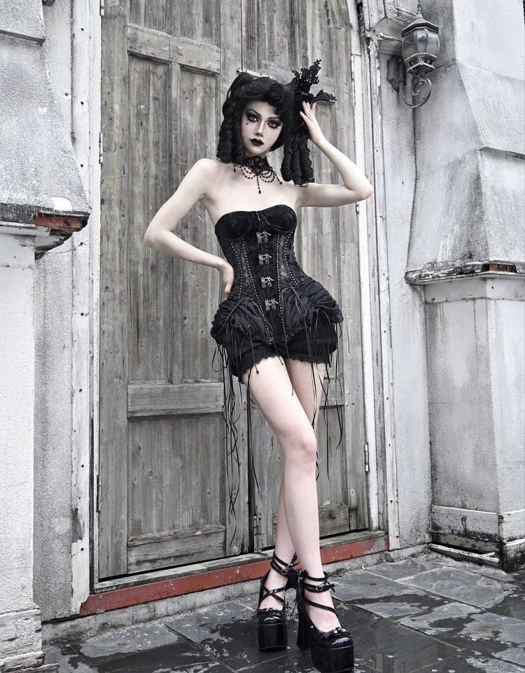 Get trendy with [Blood Supply]Alice Dark Gothic Corset Dress - Clothing available at Peiliee Shop. Grab yours for $18 today!