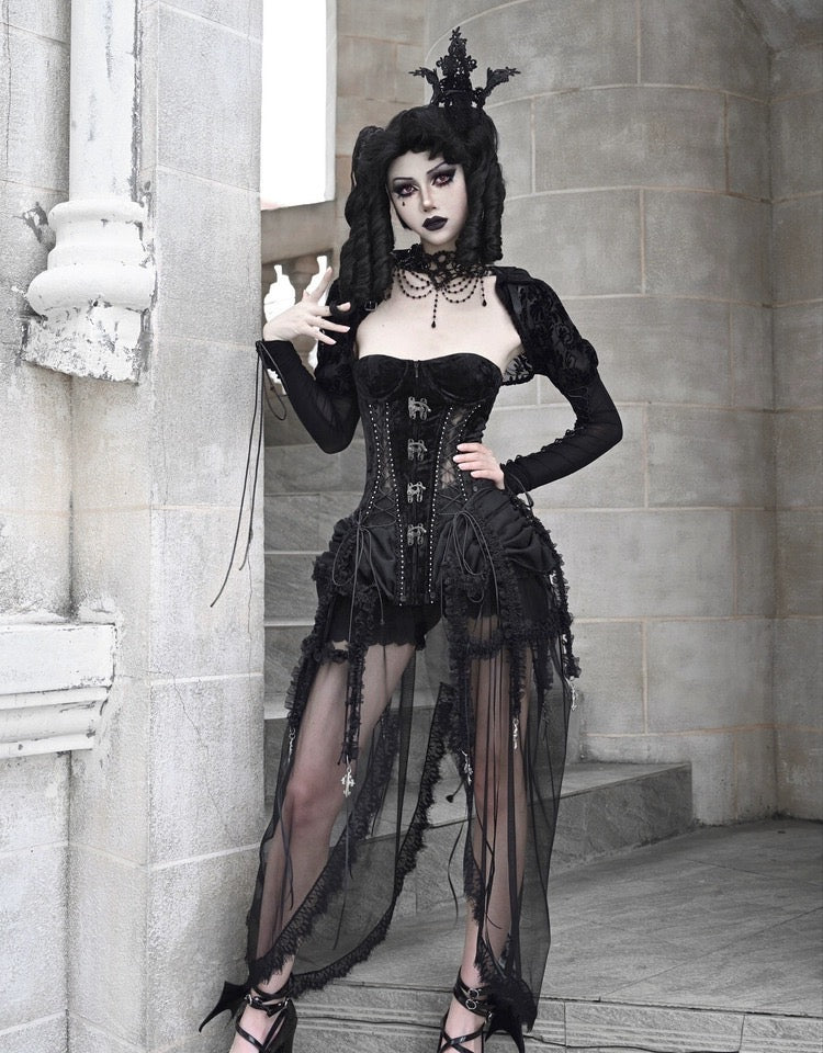 Get trendy with [Blood Supply]Alice Dark Gothic Corset Dress - Clothing available at Peiliee Shop. Grab yours for $18 today!
