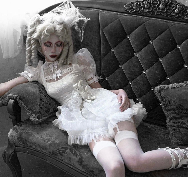 Get trendy with [Blood Supply] Sleepy Alice Doll Core Mini Dress - Clothing available at Peiliee Shop. Grab yours for $52 today!