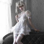 Get trendy with [Blood Supply] Sleepy Alice Doll Core Mini Dress - Clothing available at Peiliee Shop. Grab yours for $52 today!