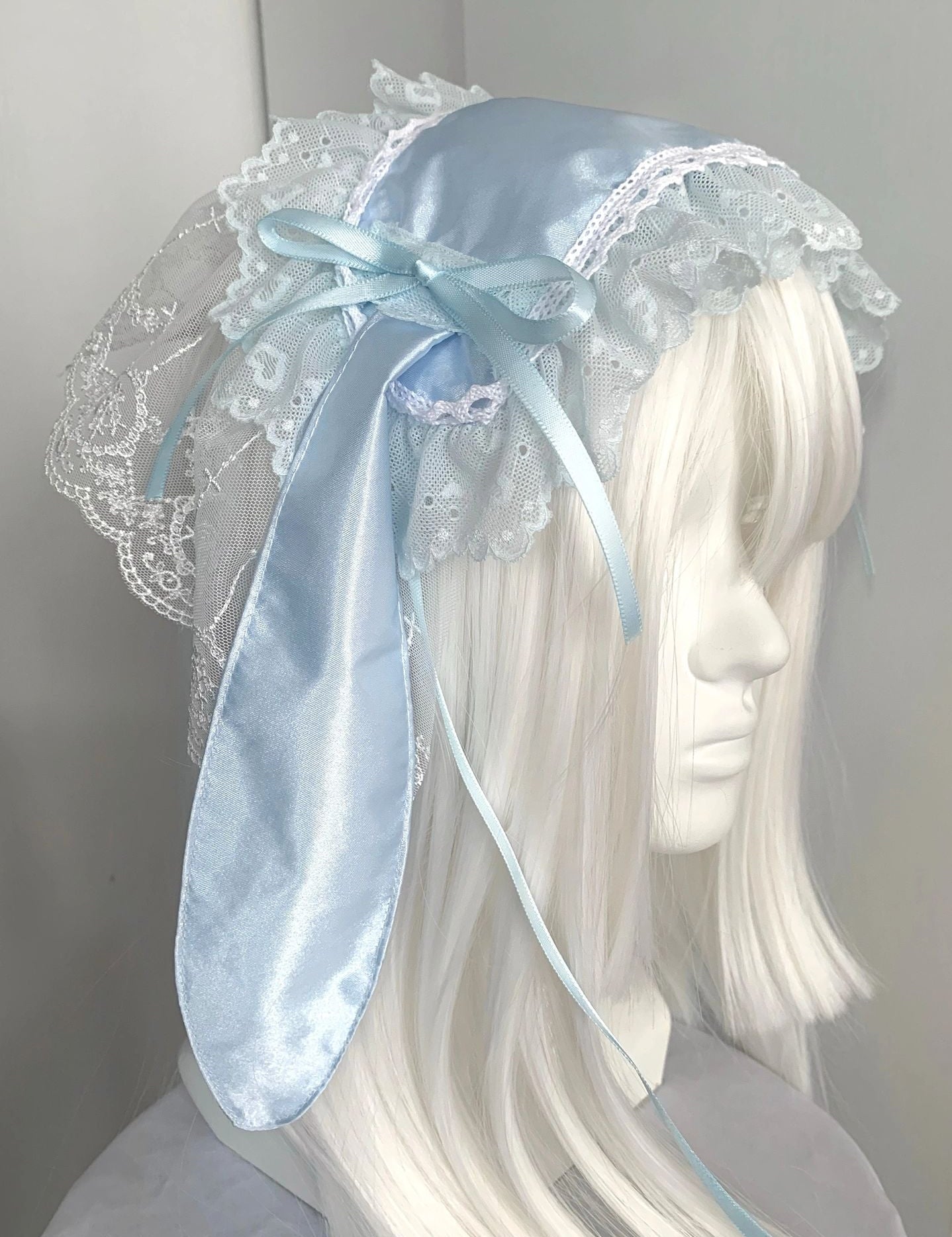 Get trendy with Blue version Handmade Pink Bunny Hat Headband -  available at Peiliee Shop. Grab yours for $21.90 today!