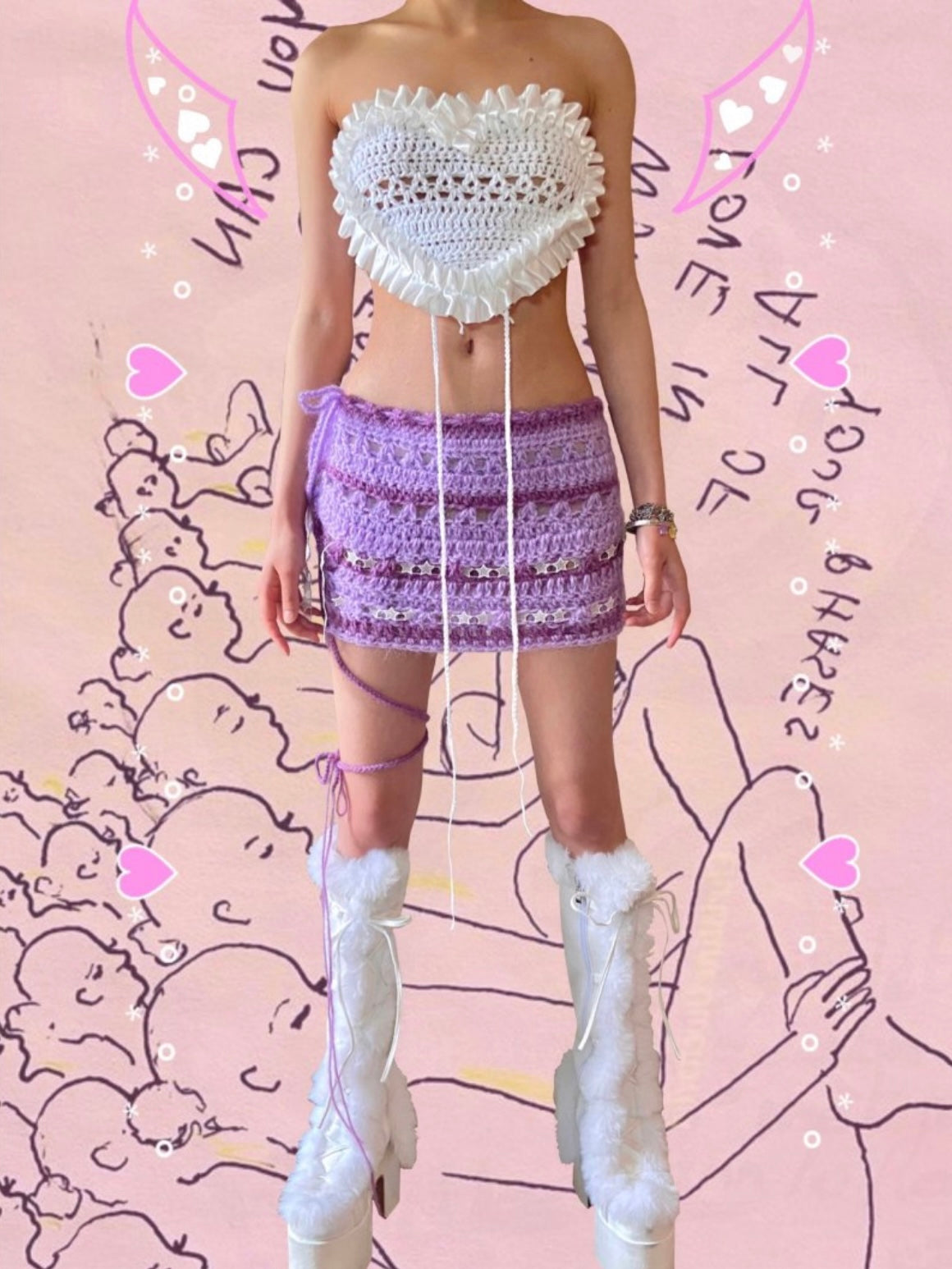 Get trendy with [Customized Handmade] Dolly Hearts Handmade heart shaped knitting top by Windoii Christmas -  available at Peiliee Shop. Grab yours for $45 today!