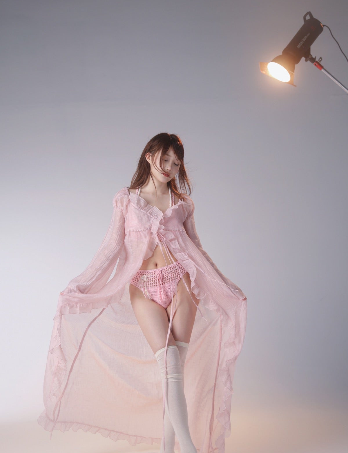 Get trendy with [Rose Island] Sunset Rose Robe Light Bikini Outer Beach wear -  available at Peiliee Shop. Grab yours for $65 today!