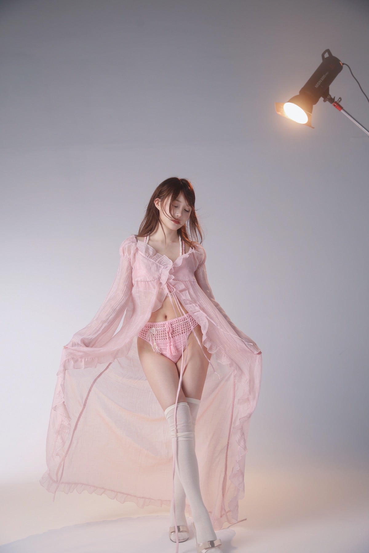 Get trendy with [Rose Island] Sunset Rose Robe Light Bikini Outer Beach wear -  available at Peiliee Shop. Grab yours for $65 today!