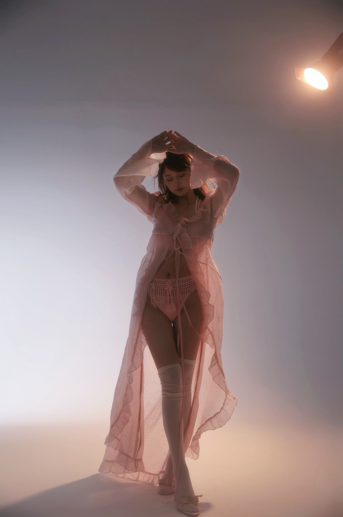 Get trendy with [Rose Island] Sunset Rose Robe Light Bikini Outer Beach wear -  available at Peiliee Shop. Grab yours for $65 today!