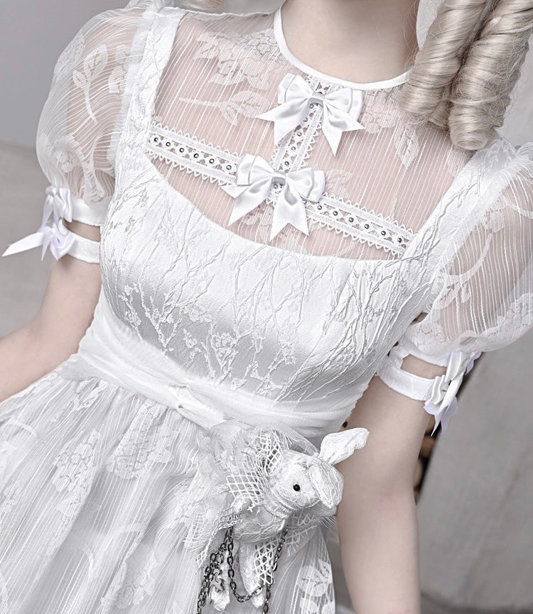 Get trendy with [Blood Supply] Sleepy Alice Doll Core Mini Dress - Clothing available at Peiliee Shop. Grab yours for $52 today!