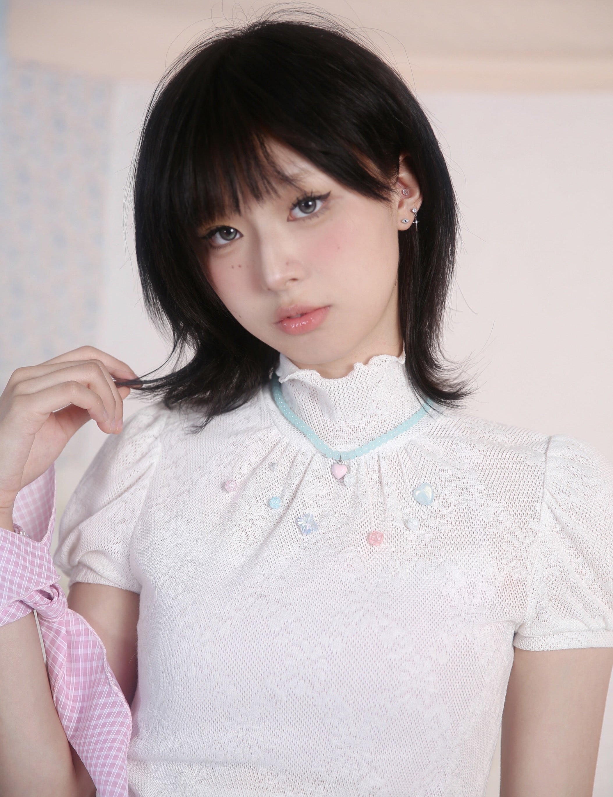 Get trendy with [Rose Island]Gemstone Elegance Short Sleeve Top - Top available at Peiliee Shop. Grab yours for $36 today!