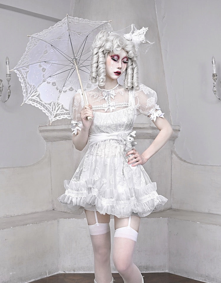 Get trendy with [Blood Supply] Sleepy Alice Doll Core Mini Dress - Clothing available at Peiliee Shop. Grab yours for $52 today!