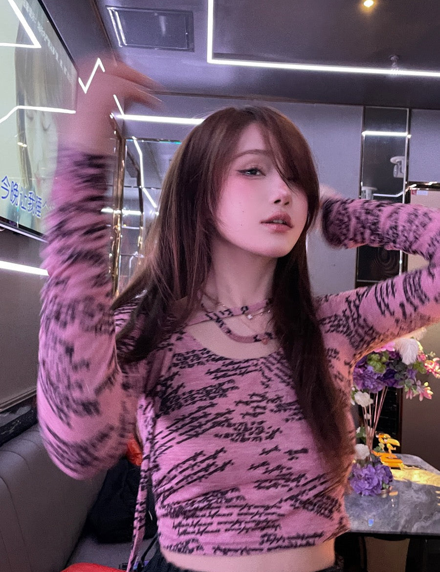 Get trendy with [Evil Tooth]Graffiti Ink Ribbon Knitted Top - Dress available at Peiliee Shop. Grab yours for $38 today!