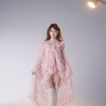 Get trendy with [Rose Island] Sunset Rose Robe Light Bikini Outer Beach wear -  available at Peiliee Shop. Grab yours for $65 today!