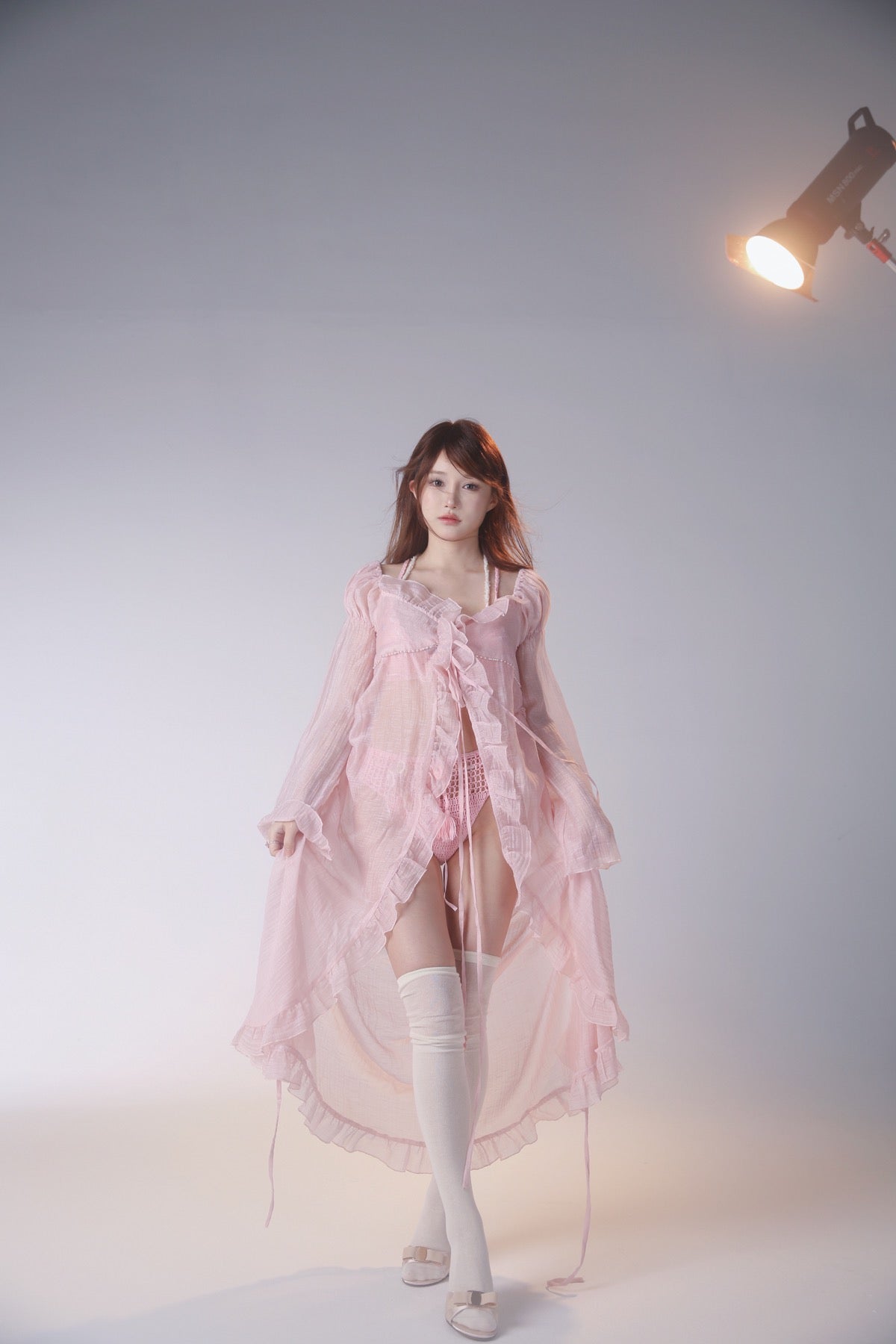 Get trendy with [Rose Island] Sunset Rose Robe Light Bikini Outer Beach wear -  available at Peiliee Shop. Grab yours for $65 today!