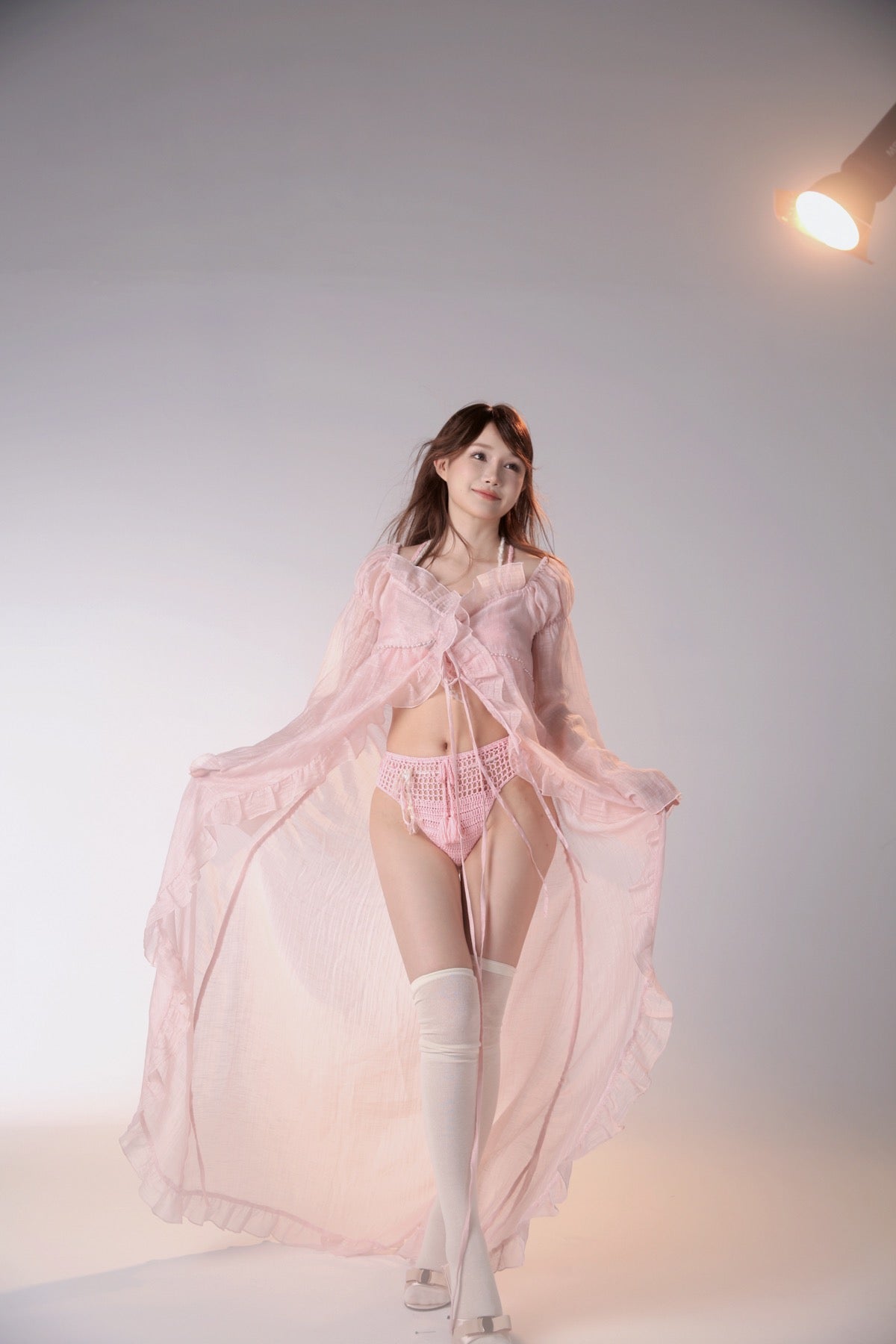 Get trendy with [Rose Island] Sunset Rose Robe Light Bikini Outer Beach wear -  available at Peiliee Shop. Grab yours for $65 today!