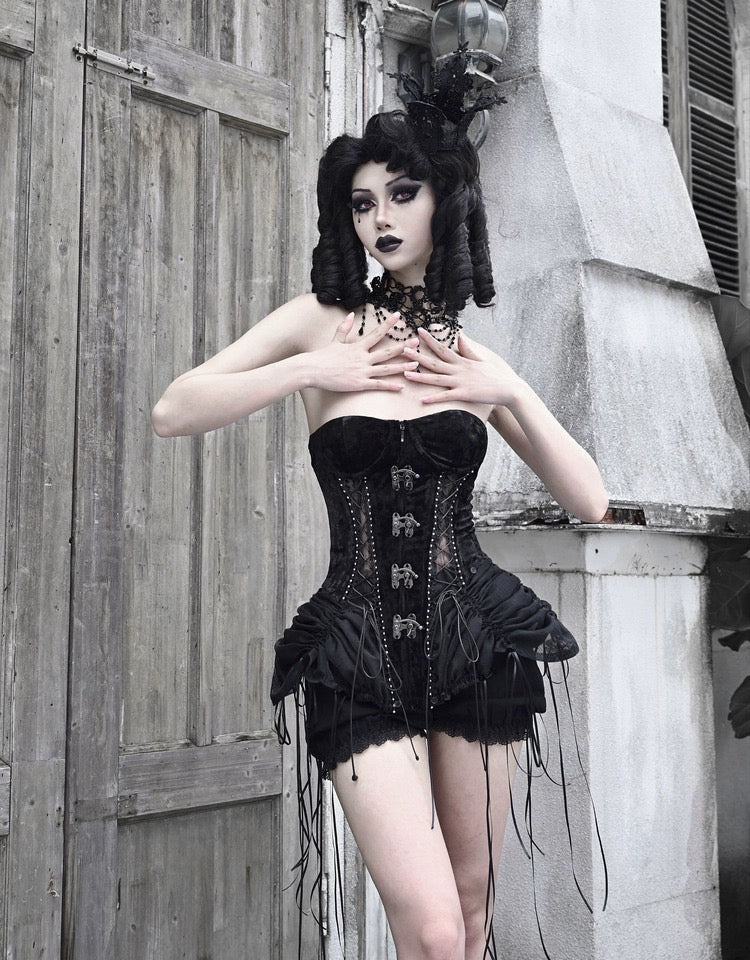 Get trendy with [Blood Supply]Alice Dark Gothic Corset Dress - Clothing available at Peiliee Shop. Grab yours for $18 today!