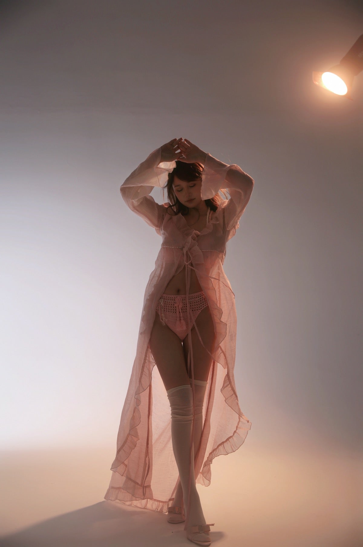Get trendy with [Rose Island] Sunset Rose Robe Light Bikini Outer Beach wear -  available at Peiliee Shop. Grab yours for $65 today!