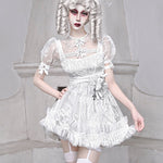 Get trendy with [Blood Supply] Sleepy Alice Doll Core Mini Dress - Clothing available at Peiliee Shop. Grab yours for $52 today!