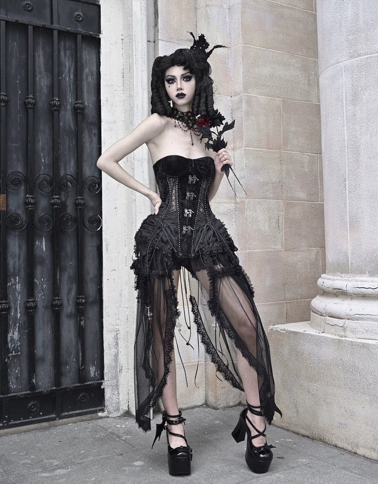 Get trendy with [Blood Supply]Alice Dark Gothic Corset Dress - Clothing available at Peiliee Shop. Grab yours for $18 today!