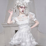 Get trendy with [Blood Supply] Sleepy Alice Doll Core Mini Dress - Clothing available at Peiliee Shop. Grab yours for $52 today!