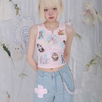 Get trendy with [Rose Island] Find Doggies Crop Top - Clothing available at Peiliee Shop. Grab yours for $35 today!